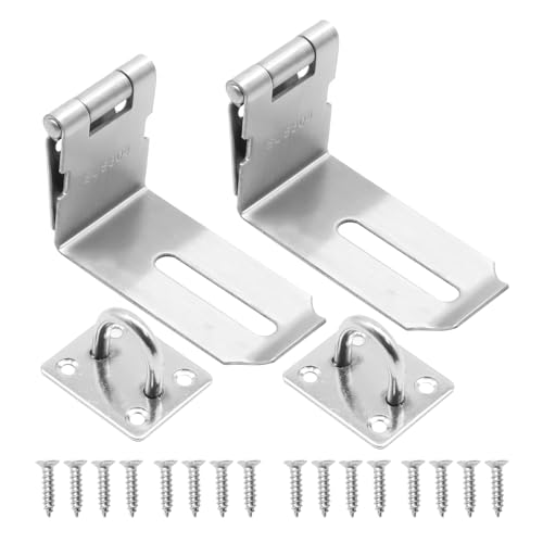 Image of Anxingo 2Pcs 1.96Inch Hasp Latch, 90 Degree Solid 304 Stainless Steel File Cabinet Lock Desk Drawer Lock, Safe Security Padlock Latch Hasp Lock for Personal Privacy