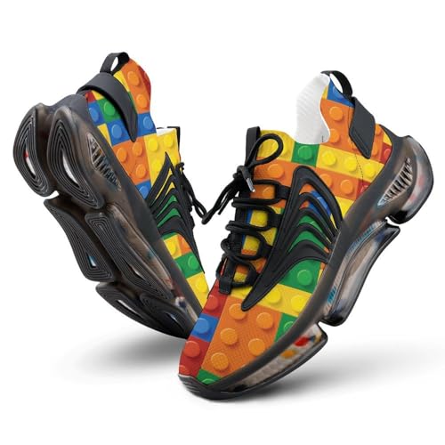 Colorful Building Blocks Men's Running Shoes Lightweight Walking Shoe Breathable Sneaker 9women/7men（EUR40）