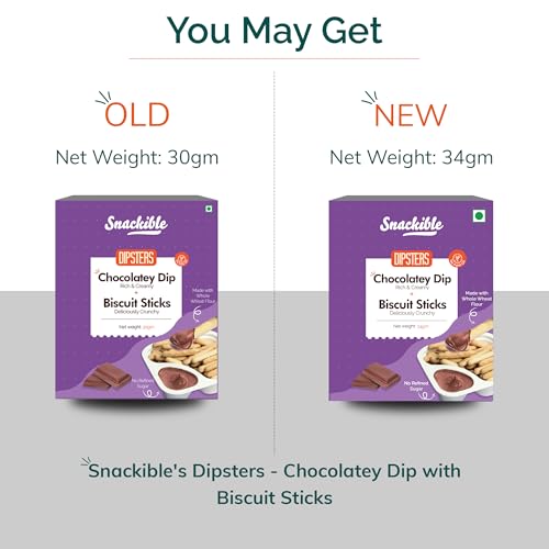 Image of Snackible Dipsters Chocolate Dip with Biscuit Sticks Pack of 24 x 34g | Baked Snack | Crunchy Biscuit Sticks with Creamy Chocolate Dip | Kids Snack | No Palm Oil