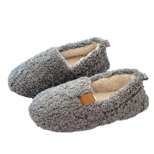 Women Soft Curly Full Slippers, Lightweight Memory Foam Indoor House Shoes Fuzzy Slip-on Slippers