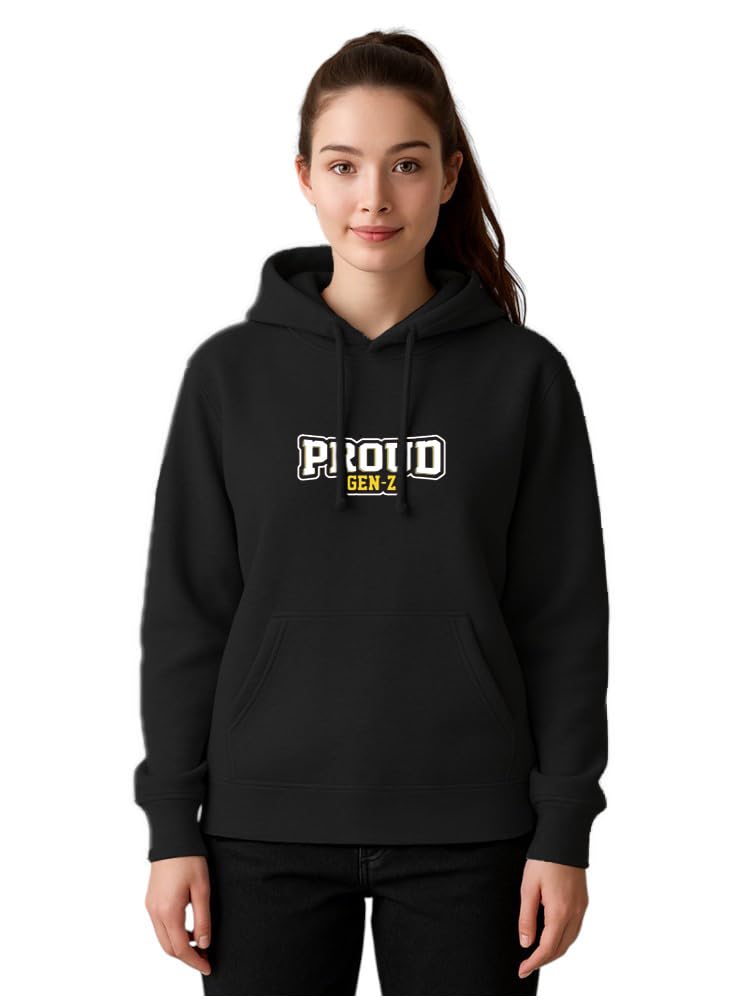 Womens Graphic Printed Cotton Full Sleeve Regular Fit Hooded Sweatshirt | Pockets, Casual Winter Wear, Ribbed Hem, |Sweatshirt for Women| (Hoodies) |-picture-30