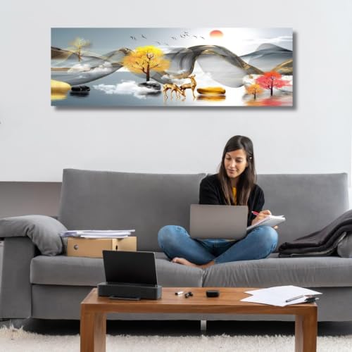 Image of Polyester AC Cover 1.5 Ton Golden Sunset | Printed, Air Conditioning Dust Cover, Folding Designer, Indoor Split AC, 97X 31X 21 CM