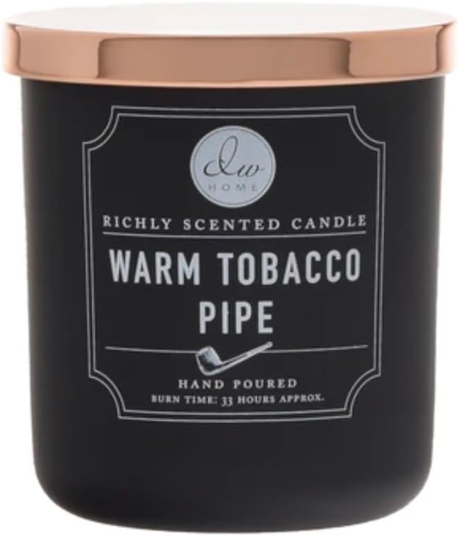DW Home Medium Warm Tobacco Pipe Candle in Glass Jar with Copper Lid- 9.21 Oz.