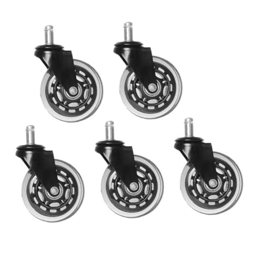 CONGARTENO 5 piezas Ruedas para Silla Oficina PU Transparente Giratorias Silenciosas para Muebles y Suelos Duro Repuesto Resistente y Antidesgaste