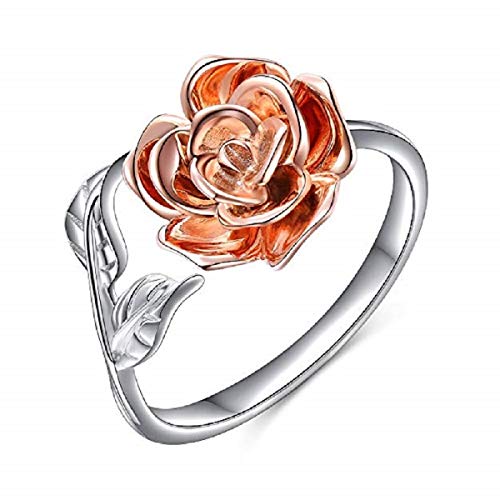 Adjustable Wrap Ring for Women by A.J. & Co. – Rose Gold Flower, Silver Rose Ring, s925 Sterling Silver – Ring Box Included. YOUR BEAUTY AWAITS!