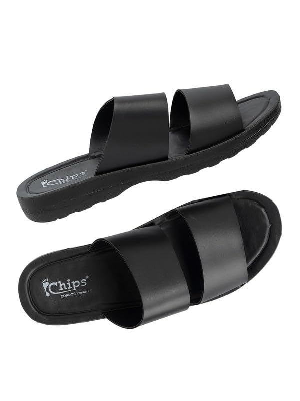 Image of Chips Men's BLACK Lightweight Slip-on Sandal Casual (ND44)