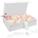 [Materiales de alta calidad] Los materiales utilizados en la caja de regalo están aprobados por la seguridad nacional. El cartón tiene un cierto grosor y dureza para proteger el contenido de daños. La cinta en la tapa no solo mejora aún más la seguridad del sello, sino que también hace que toda la caja de regalo sea más refinada y de alta gama.