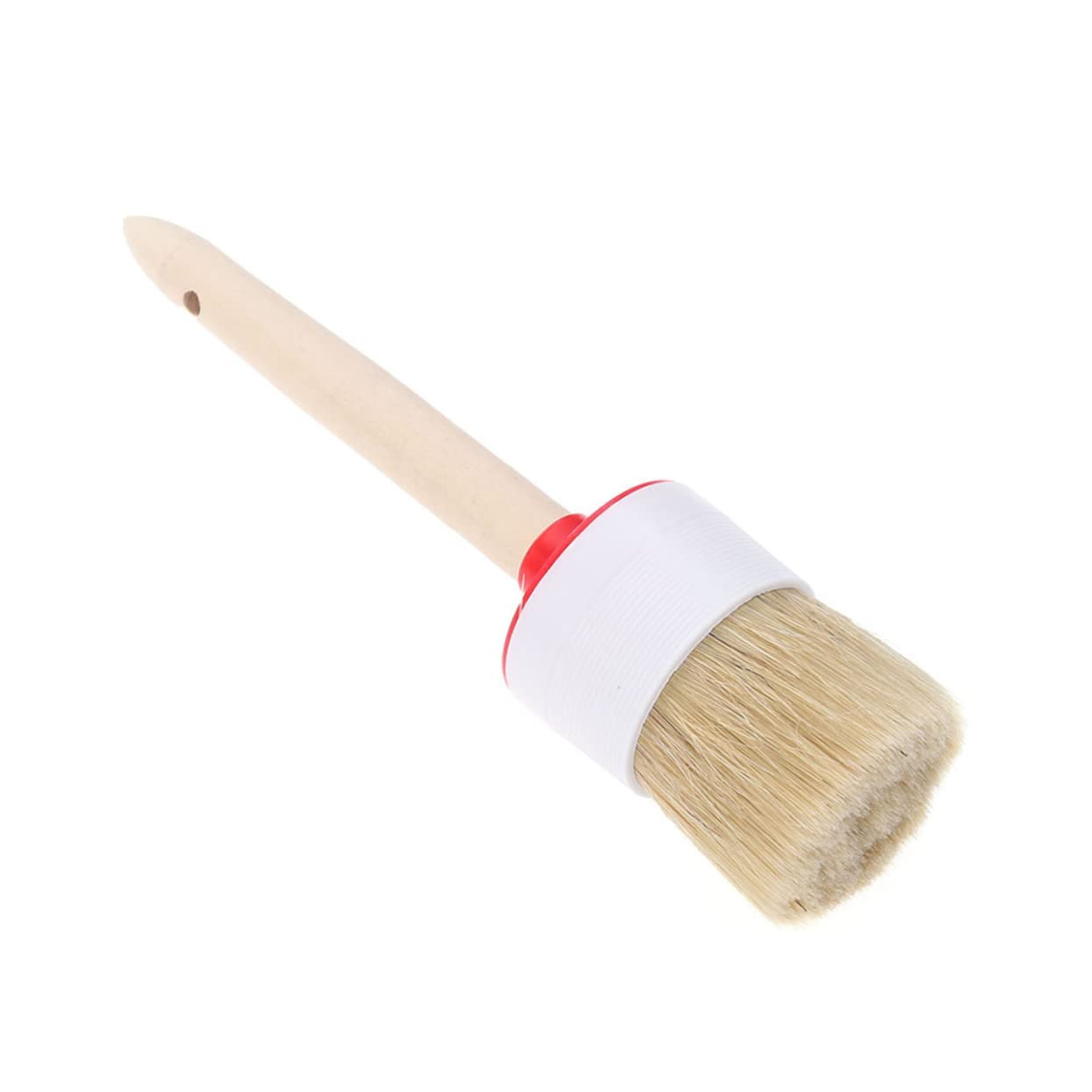 FONDOTIN Family-Friendly Art Brush Set 4 Pcs Round Bristle Brush Wooden Handle for Boys and Girls' Art BBQ Basting Random