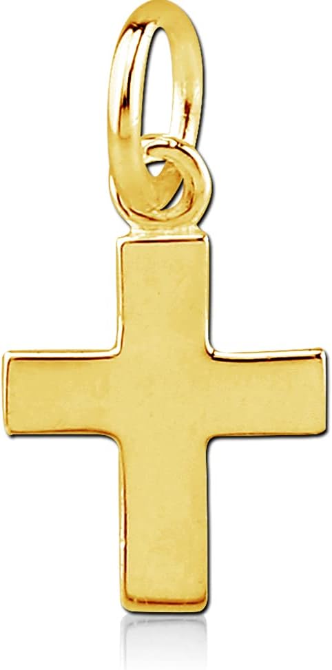 PVD Yellow Gold Plated 925 Sterling Silver Mini Cross Charm Pendant for Necklace, Bracelet, Anklet