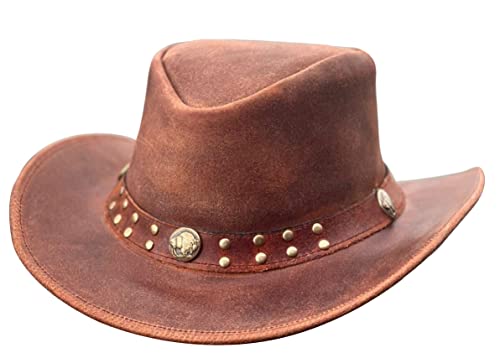 Chapeau de cowboy en cuir résistant qui protège du soleil et reste en forme