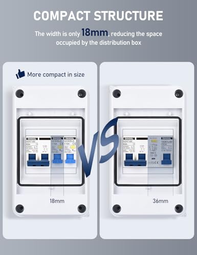 DIHOOL FI/LS Schutzschalter 16A 30mA 0.03 2-polig RCBO C16A Fehlerstromschutzschalter mit 18mm Breite | Bidirektionaler Anschluss FI LS Schalter