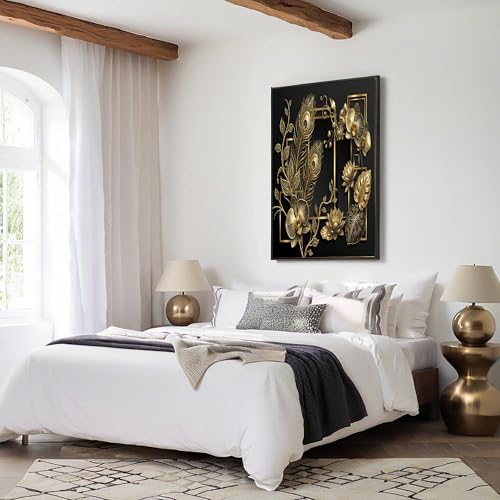 Póster de pared de 70x100 cm para decorar un dormitorio elegante con un toque oro negro 5