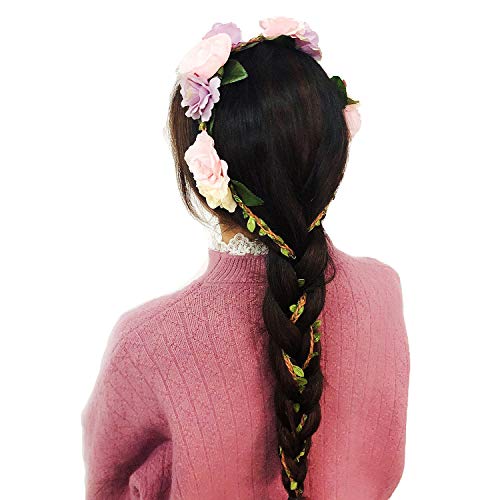 Lauthen.S Maternity Flower Sash Belt for Baby Shower/Flower Girl Dress, Wedding Bridesmaid Hair Wreath Headband3