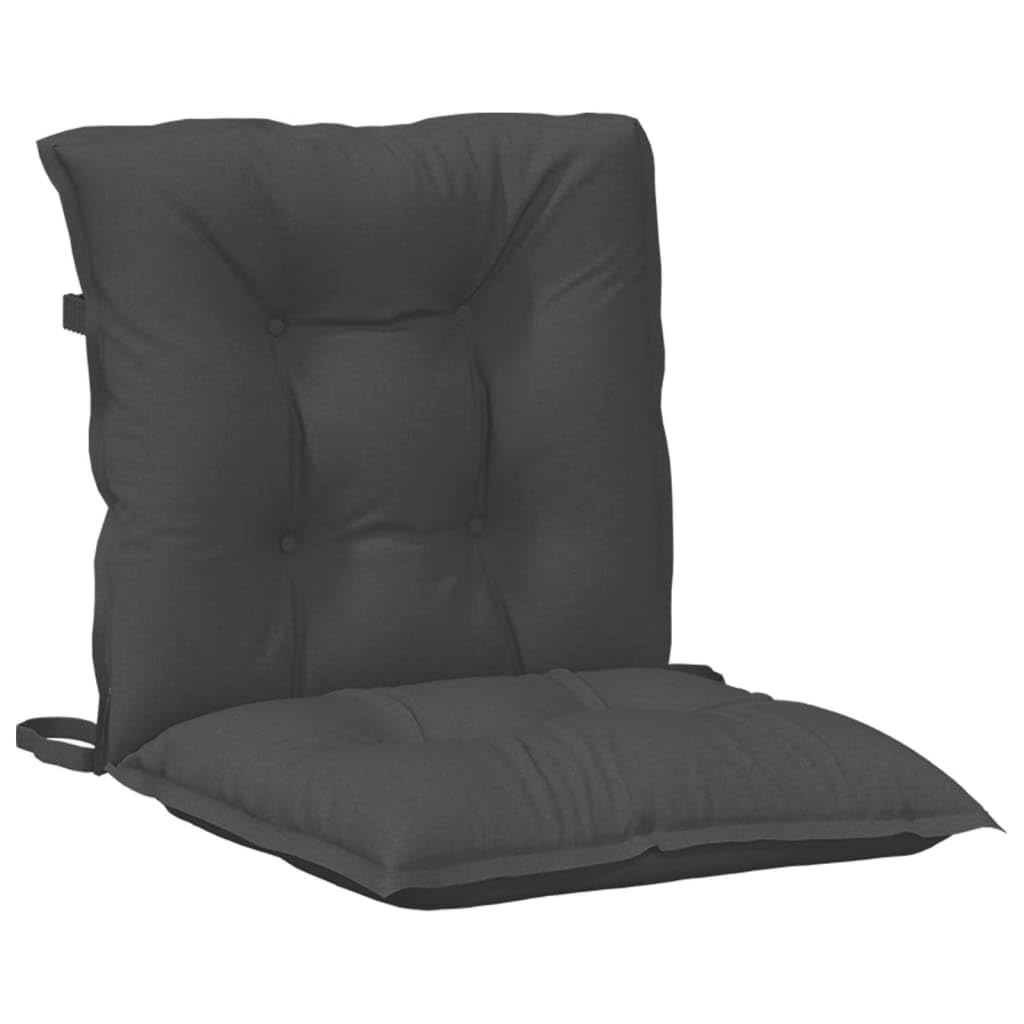 Cuscini Sedia Schiena Bassa 4 pz Antracite Mélange 100x50x7 cm con Imbottitura Morbida, Design Antiscivolo, Fascia Elastico e Laccetti, per Giardino, Ufficio, Interno