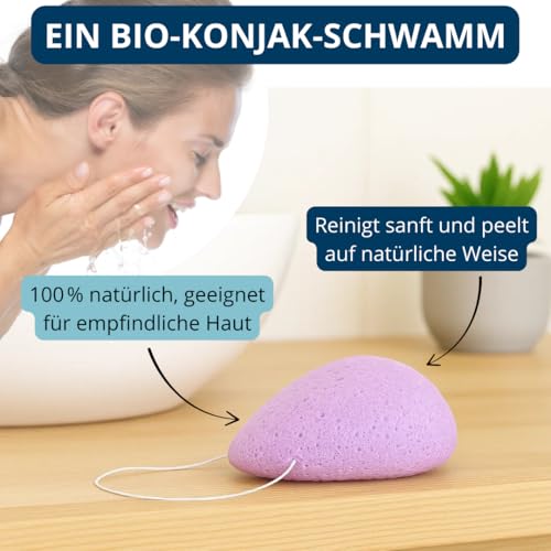 Konjac-Schwamm Les Papoteuses Bio für das Gesicht mit Lavendel Set