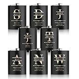 Groomsmen Flasks, Set of 8 Personalized Groomsmen Gifts for Wedding, Custom Engraved Whiskey 304 Steel Stainless Flasks for Groomsman Best Man Groom Father of Bride, Black