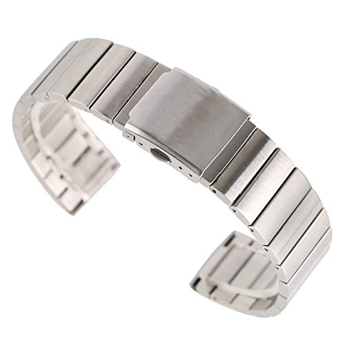 Preisvergleich Produktbild RHBLHQ Edelstahlarmband Silber / schwarz / Gold / Rotgold Massivarmband einstellbar Uhr Werkzeug Uhrenarmbänder (Band Color : Silver, Band Width : 18mm)