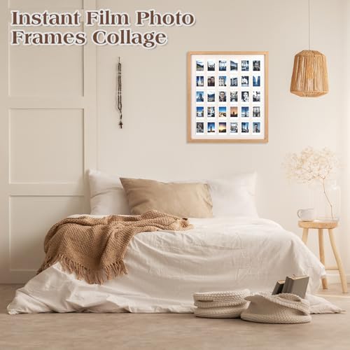 Image of Namalu 2 Pcs 2 x 3 Multi Pictures Collage Frame Wall Decor with 30 Openings Wood Mini Film Photo Wall Frames for Display Wedding Decoration, 18.5 x 21 Inches