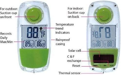 Miniatura 2 de Termómetro de ventana impermeable con energía solar para interiores o exteriores