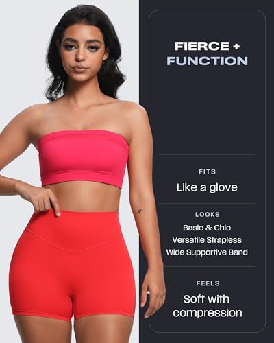Image of Aoxjox Women's Workout Strapless Bandeau Mesh Bras Training Fitness Running Yoga Crop Tank