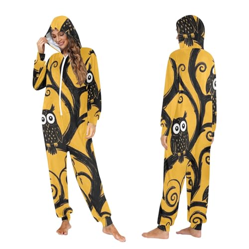 Pijama de búho negro con capucha pijama de Navidad para sofá y hogar 5