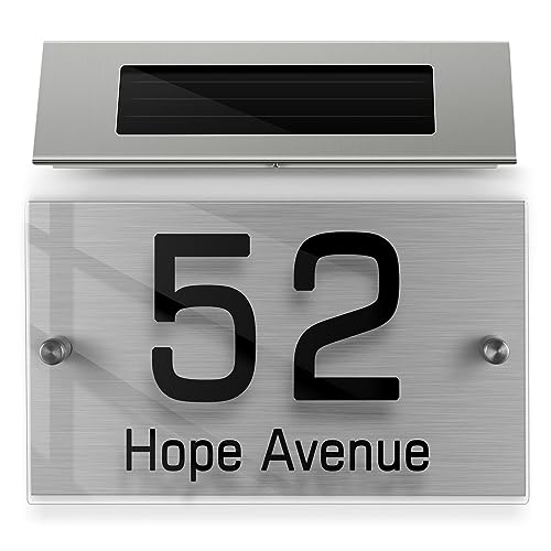 Doitool 444M040146FQ Solar Address Sign, House Numbers Solar Powered, Led Lighted Address Plaque Outdoor Led Illuminated Address Numbers thumb #7