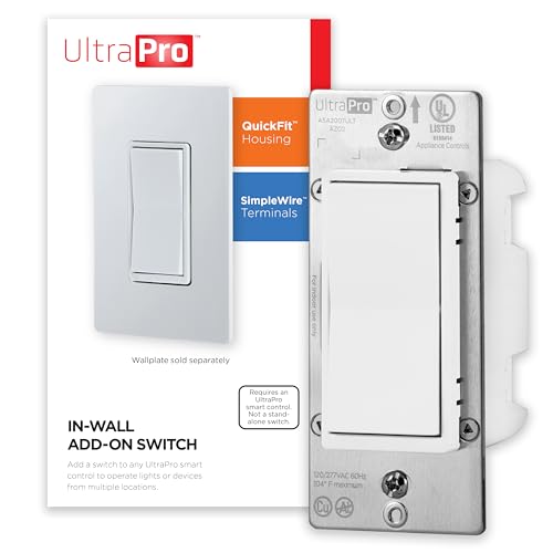 UltraPro Add-On Switch QuickFit and SimpleWire, in-Wall White Rocker Paddle Only, Z-Wave ZigBee Wireless Smart Lighting Controls, NOT A STANDALONE Switch, 59349 -  Jasco Products Company, LLC