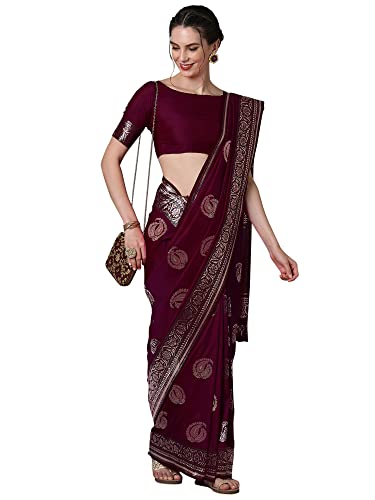 Image of AKHILAM Women's Silk Blend Woven Design Saree With Unstitched Blouse Piece(3PAKHI51 Parent)