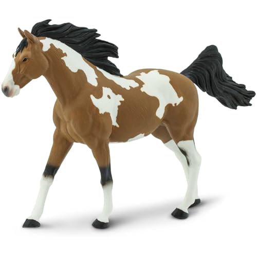 Pinto Mustang Stallion statuette équestre aux détails peints à la main