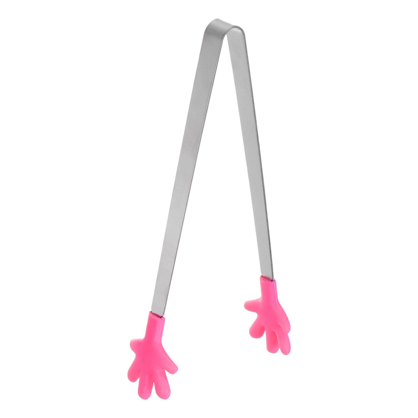 sourcing map Mini Food Tongs 5.67" Hand Shape Stainless Steel with Silicon Tips Small Cooking Tongs Kitchen Food Tongs Serving Tongs for Cooking Grilling BBQ Barbecue Kitchen, Rose Red