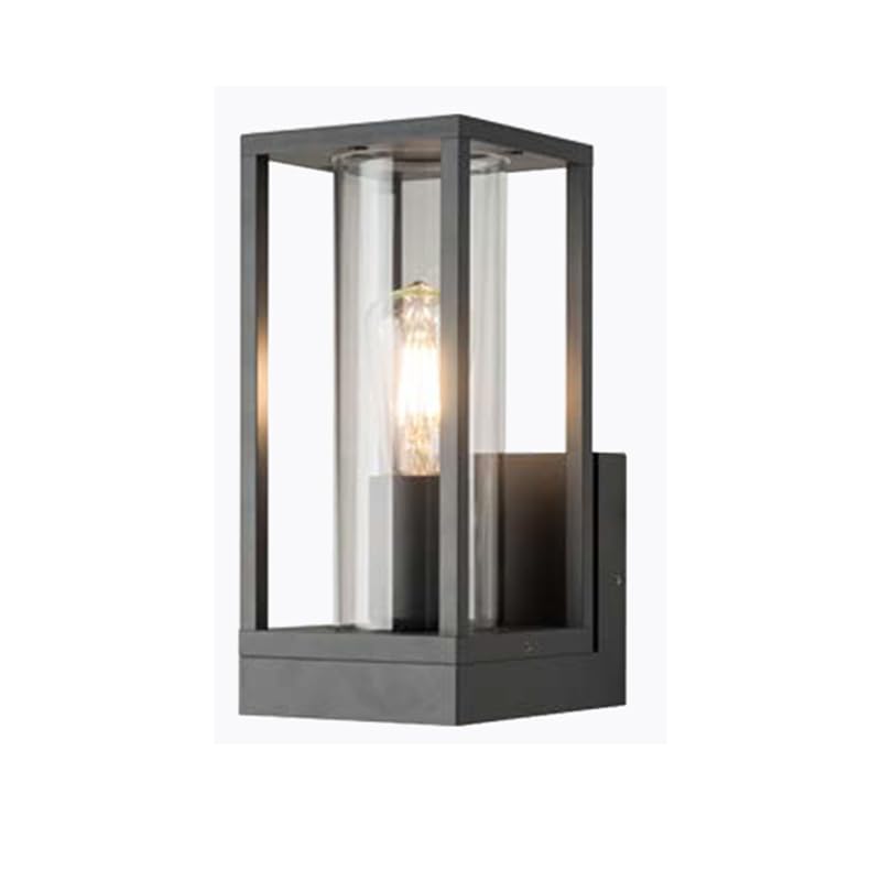 Dandray Aluminium Body with Clear Glass Diffuser，Anthracite Wall Fixture, IP44 Waterproof Wall Light,Garden Lamps Mains Powered for Patio, Terrace, Balcony, Garage