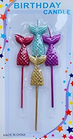 PartyToko Mermaid Tail Shape Birthday Candles Set Kit for Cake Cup Cake Decoration Items for Birthday Wedding Anniversary Mothers Fathers Day for Boys Girls Adults 5Pcs (Blue and Pink)