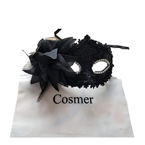 Masquerade Mask For Women Venetian Masks Christmas Women Flower Half-Face Masks Eye Mask Cosplay Lace Mask (Black Sale) #TOP1