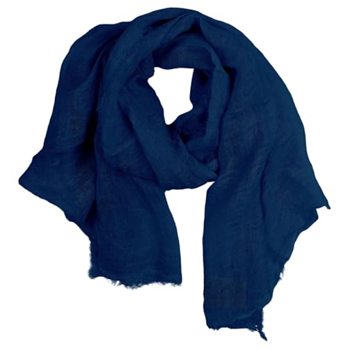 Foulard bleu grand format 90 x 190 cm pour protéger le cou du vent frais