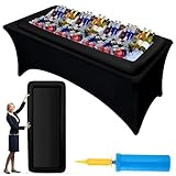 Halloscume Large Inflatable Serving Bar 72 x 30 x 5'' Inflatable Ice Serving Buffet Bar Inflatable Cooler Ice Buffet Salad Serving Trays with Drain Plug for Pool Outdoor Party Picnic(Black,1 Pack)