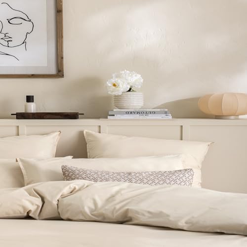Percale de Coton lavée ESSIX Housse de Couette Délicate Beige