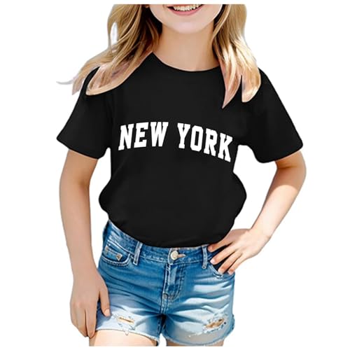 Camiseta Manga Corta Niña,Camiseta Niña Basica Cuello Redondo Sueltos Estampado Camiseta Niños Camisetas Informales Manga Corto Blusa Lindo Camisa Ligero Casual T-Shirt para Niñas