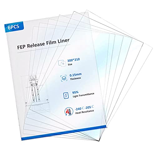 Image of 6PCS Creality FEP Film Release Films 300 x 210 x 0.15mm for ELEGOO Saturn 2 /Saturn 8K /Saturn S /Mars 3 /Mars 3 Pro /ANYCUBIC Photon Mono 4K / Photon Mono X /Photon M3 LCD 3D Printer