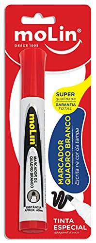 Molin Marcador Quadro Branco - Tinta Vermelha - Blister com 1 Unidade