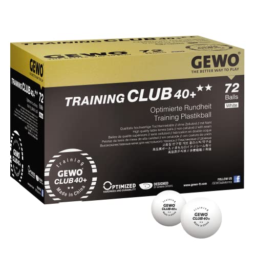 GEWO Training Club piłki do tenisa stołowego – 2 gwiazdki piłka do tenisa stołowego 40+ z tworzywa sztucznego ABS ze szwem – wysokiej jakości piłki treningowe z precyzyjnym zachowaniem lotu – średnica