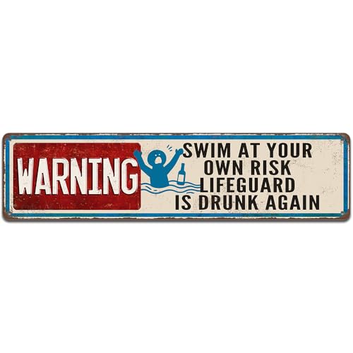 Warning Safety Plaque Signs for Swimming Pool Beach Water Park Decor Outdoor 16 x 4 inch