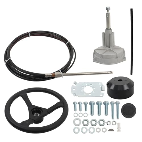 TJHSM 12 Feet Boat Rotary Steering System Outboard Kit with 13.5 Inch Steering Wheel Replacement for Yachts Fishing Boats