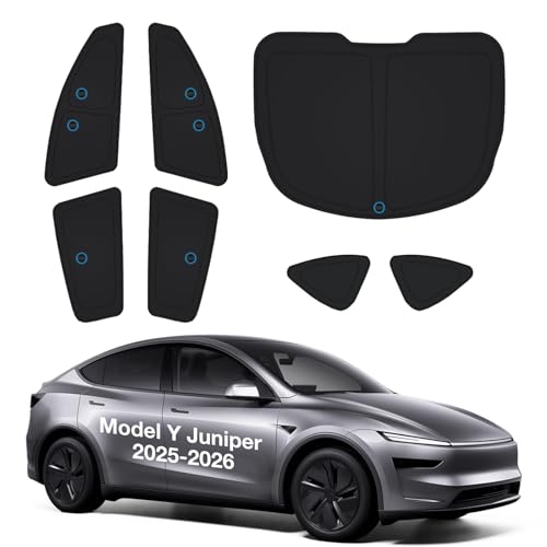 Wigoo 2025 Upgrade Tesla Model Y Juniper Side Window Sunshade [Ice-Crystal Cool, Suction No-Fall] Sun Block for Baby & Camping & Privacy Napping, 7PCS No Front Windshield for Model Y Juniper 2025-2026