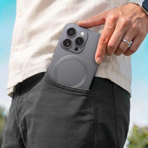 Image of amazon basics Premium Mag-Safe Case for iPhone 13 Pro | Shockproof & Anti-Scratch Cover | Soft Silicone with Wireless Charging | Camera Lens Guard - Gray