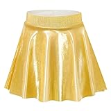 Girls Metallic Skirts Size 10-12 Years Old Sparkly Gold Cute Pleated Active Skort Inner Shorts for Tween Cheer Performance