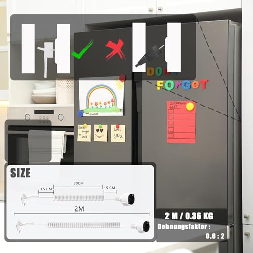 Schutzkontakt-Spiralverlängerung, 0,8 m auf 2m dehnbares Spiral-Kabel mit flachstecker & Schutzkontaktkupplung, (230V/16A) PVC Verlängerungskabel, IP20, weiß