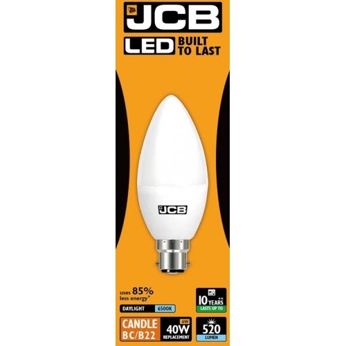 [3 Pack] 6w = 40w LED BC B22 Opal Candle Light Bulb 6500k Daylight 470lm's (JCB S10979)