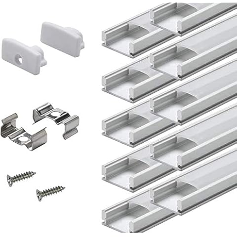 StandlandLed Aluminium LED Profil - 40x1meter Alu-Profil U-form für LED-Streifen mit Komplettes Montagezubehör … Cover