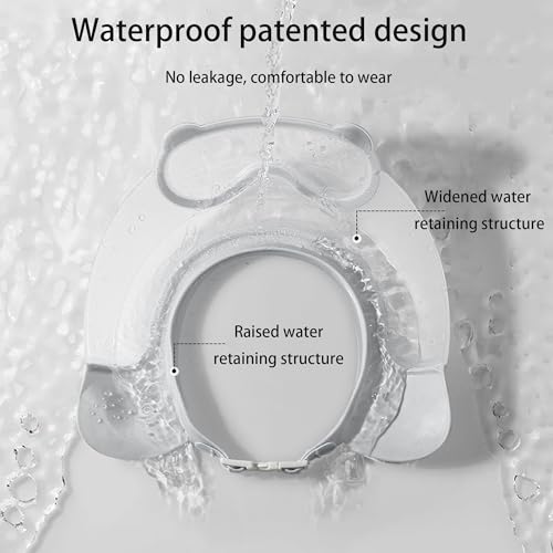 Image of Baby Shower Cap Shield, Shower Cap for Kids, Visor Hat for Eye and Ear Protection for 0-9 Years Old Children, Cute diving goggle Shape Makes The Baby Bath More Fun (Grey)