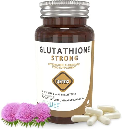 Glutatione Forte con NAC N-Acetil-Cisteina, Acido Alfalipoico, Cardo Mariano, Vitamina C, E, B2 e Minerali. Glutatione Ridotto per una Pelle Giovane. Glutathione con N Acetilcisteina (30 compresse)